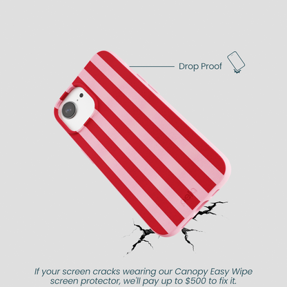 Bubblegum Pink Cherry Stripes iPhone 16e/17e Case