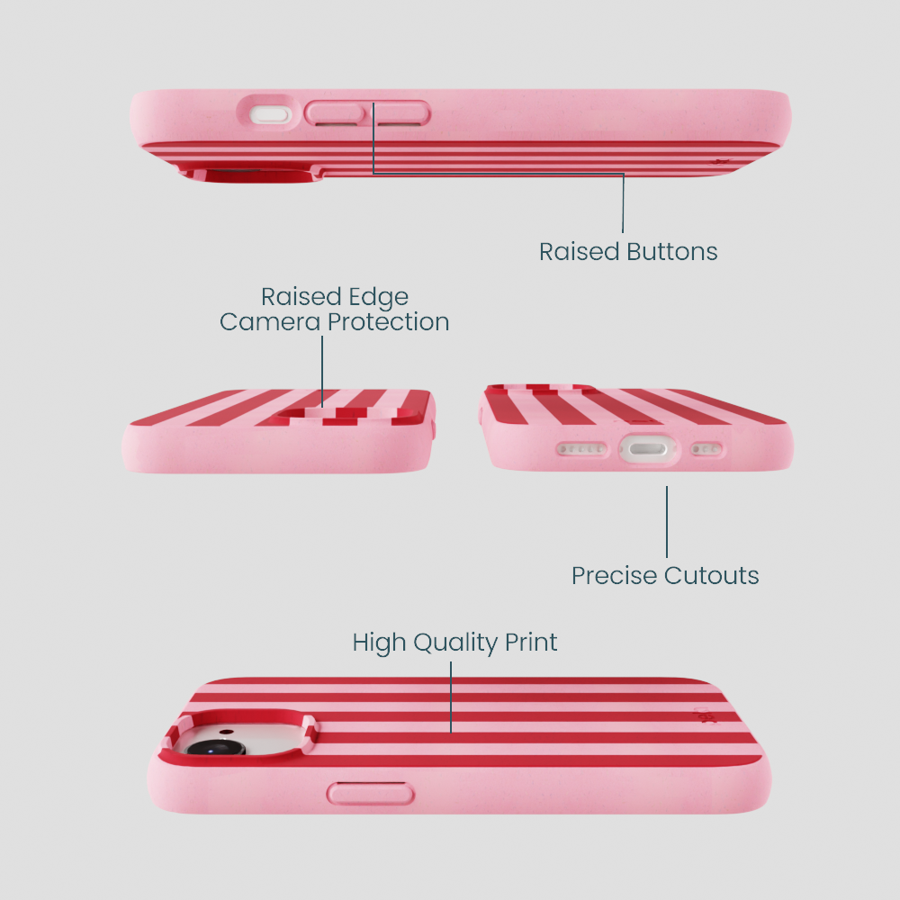 Bubblegum Pink Cherry Stripes iPhone 16e/17e Case