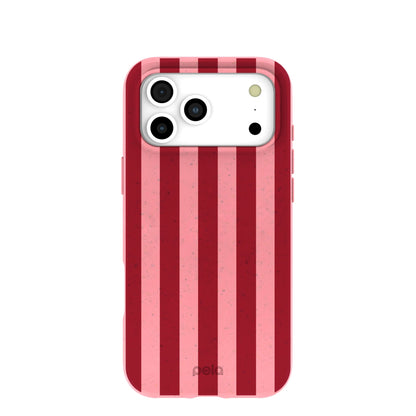Bubblegum Pink Cherry Stripes iPhone 17 Pro Max Case