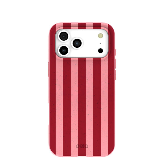 Bubblegum Pink Cherry Stripes iPhone 17 Pro Max Case