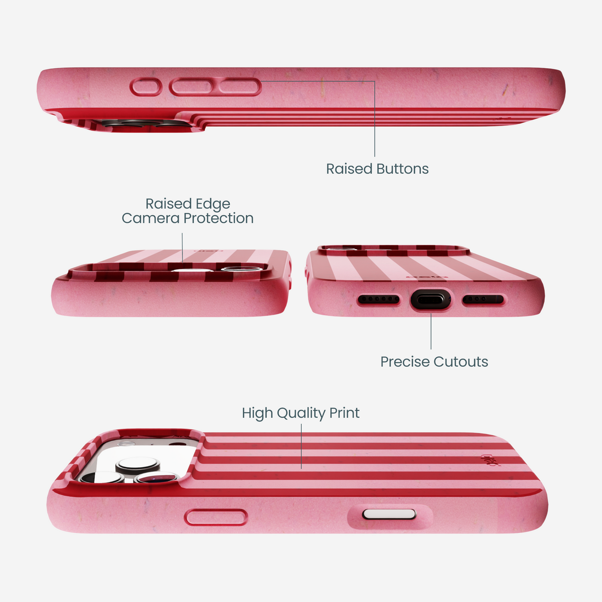 Bubblegum Pink Cherry Stripes iPhone 17 Pro Max Case