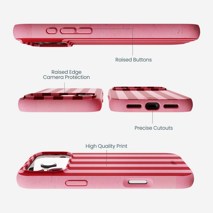 Bubblegum Pink Cherry Stripes iPhone 17 Pro Max Case