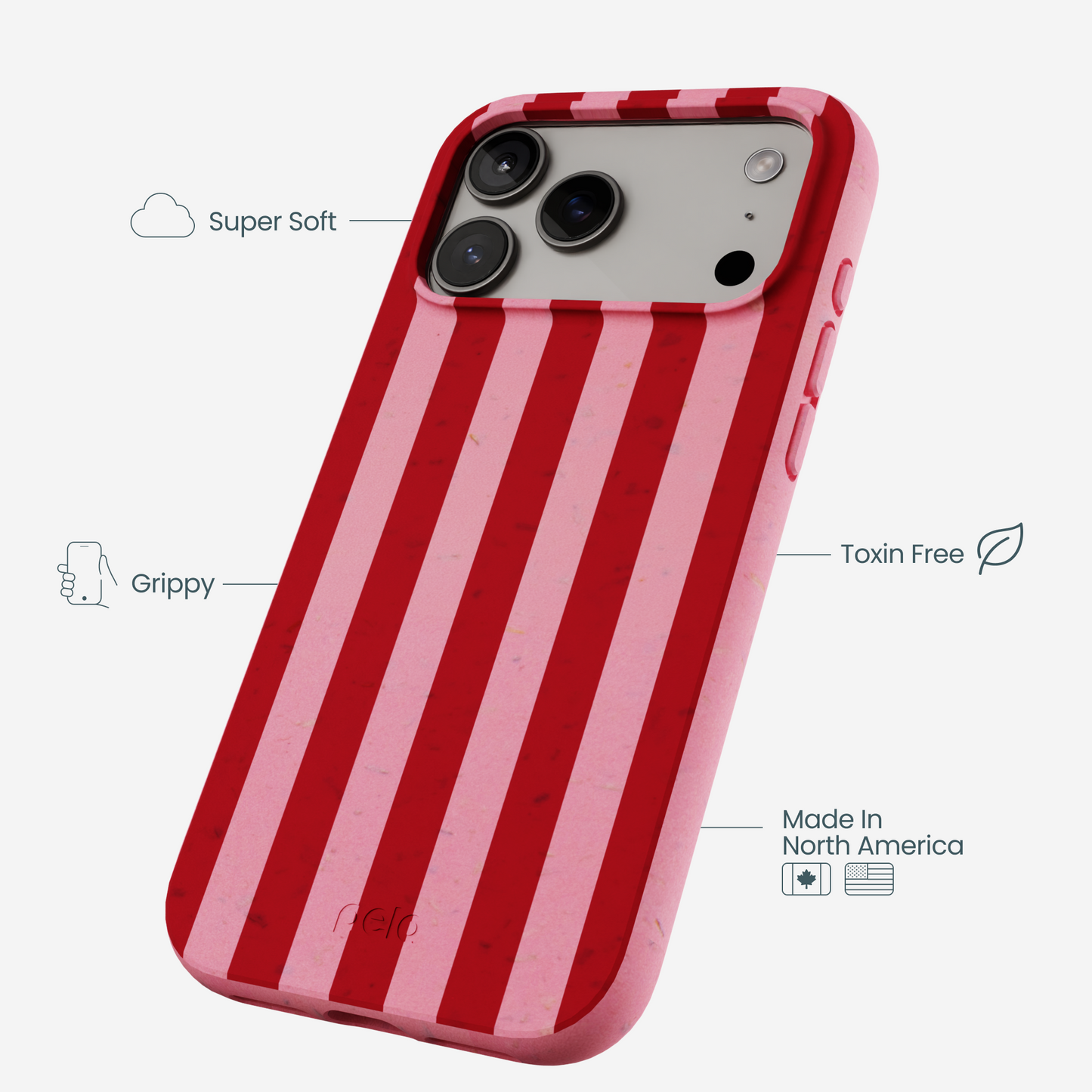 Bubblegum Pink Cherry Stripes iPhone 17 Pro Max Case