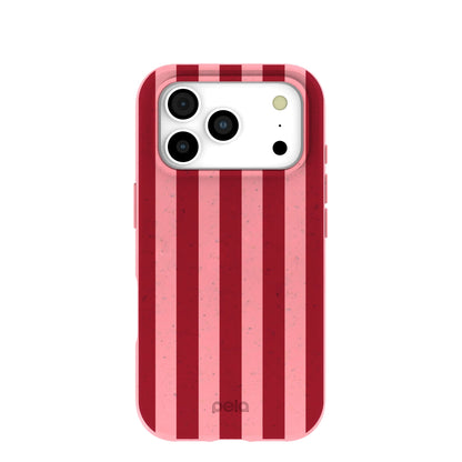 Bubblegum Pink Cherry Stripes iPhone 17 Pro Case
