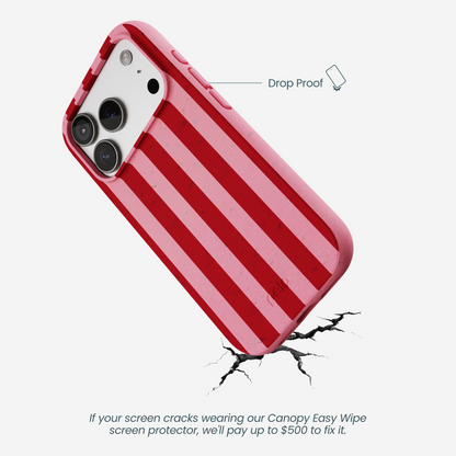 Bubblegum Pink Cherry Stripes iPhone 17 Pro Case