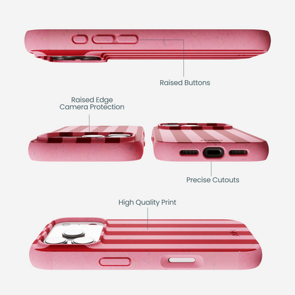 Bubblegum Pink Cherry Stripes iPhone 17 Pro Case