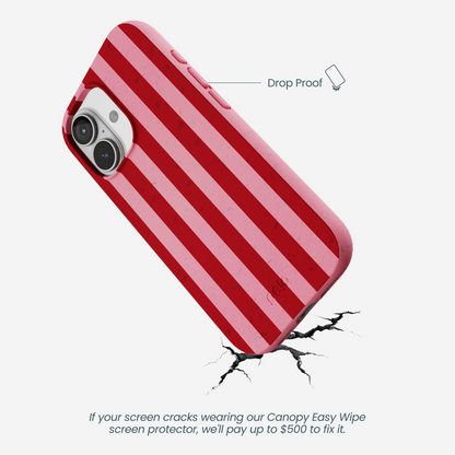 Bubblegum Pink Cherry Stripes iPhone 17 Case