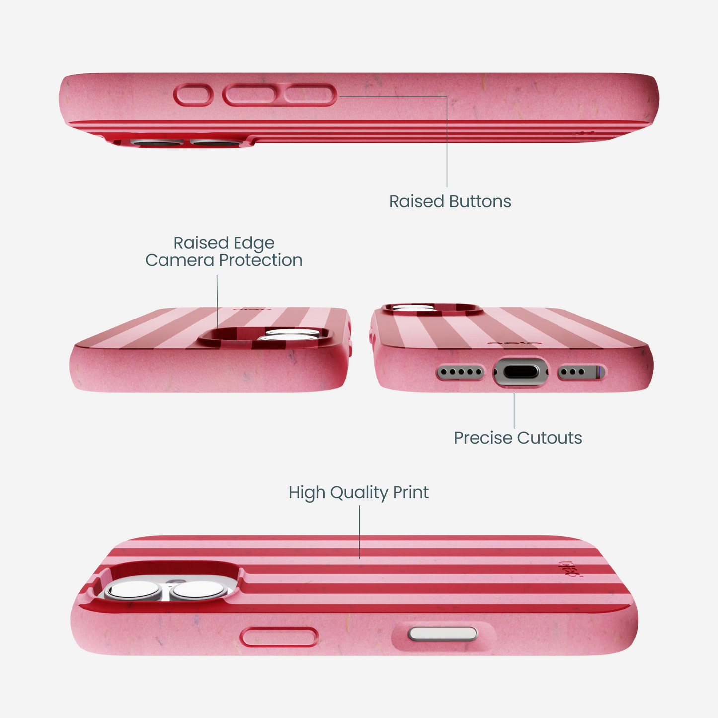 Bubblegum Pink Cherry Stripes iPhone 17 Case