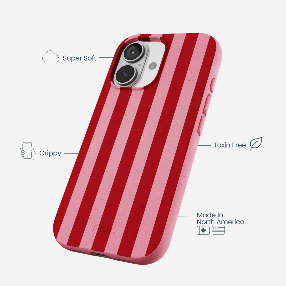 Bubblegum Pink Cherry Stripes iPhone 17 Case