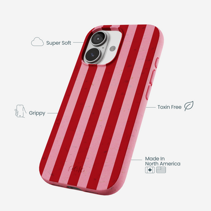 Bubblegum Pink Cherry Stripes iPhone 17 Case