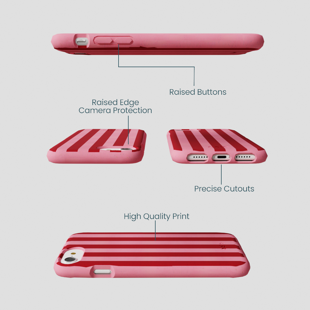 Bubblegum Pink Cherry Stripes iPhone 6/6s/7/8/SE Case