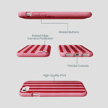 Bubblegum Pink Cherry Stripes iPhone 6/6s/7/8/SE Case