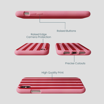 Bubblegum Pink Cherry Stripes iPhone XR Case