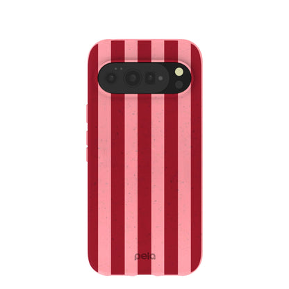 Bubblegum Pink Cherry Stripes Google Pixel 10 Pro XL Case