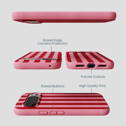 Bubblegum Pink Cherry Stripes Google Pixel 10 Pro XL Case