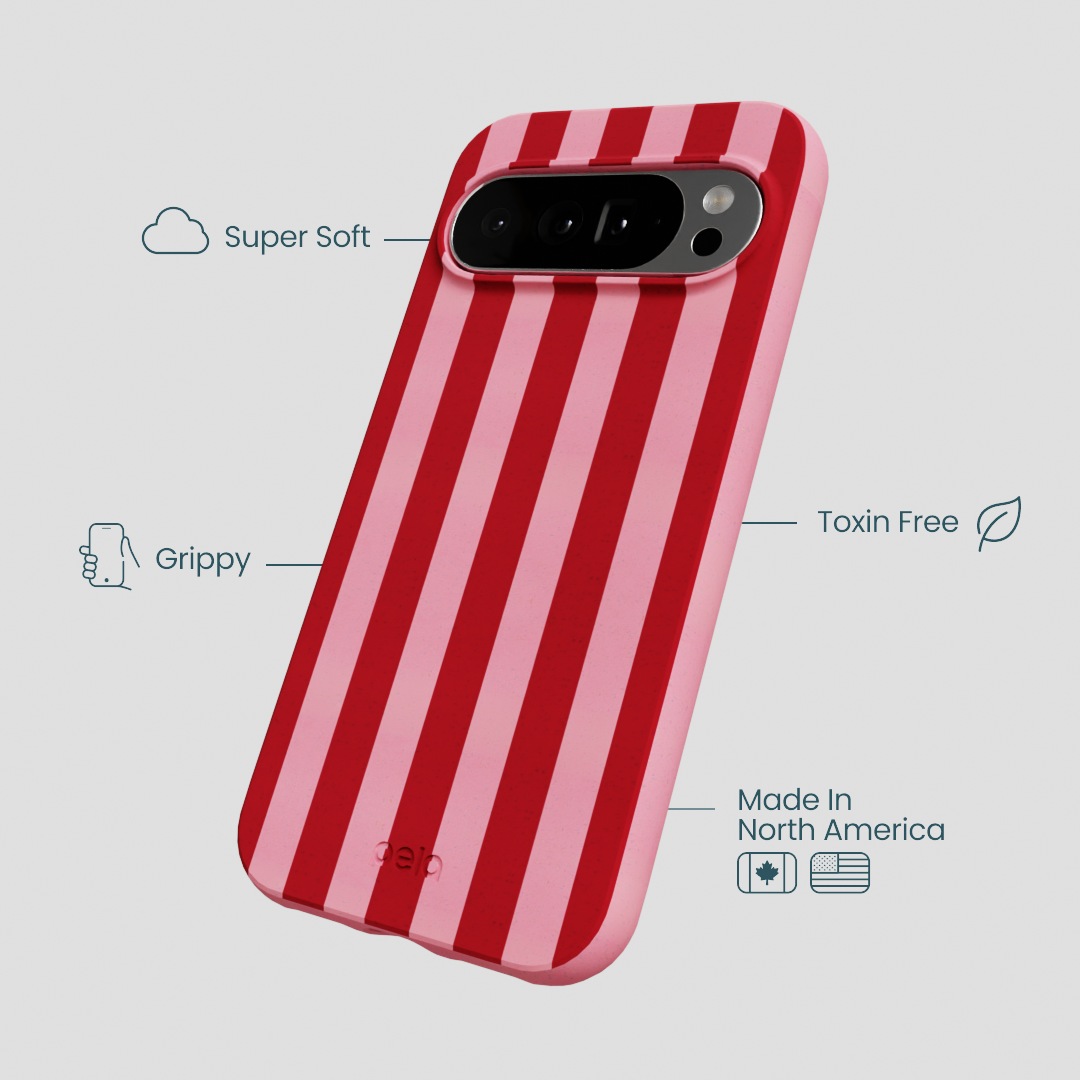 Bubblegum Pink Cherry Stripes Google Pixel 10 Pro XL Case