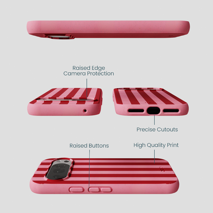 Bubblegum Pink Cherry Stripes Google Pixel 10/10 Pro Case