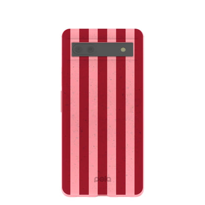Bubblegum Pink Cherry Stripes Google Pixel 6a Case