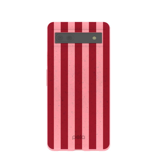 Bubblegum Pink Cherry Stripes Google Pixel 6a Case