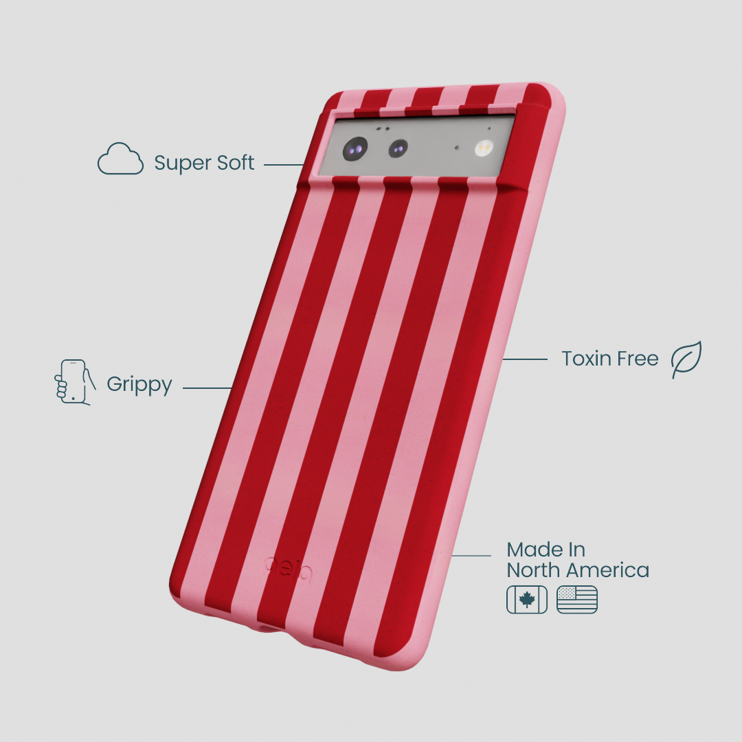 Bubblegum Pink Cherry Stripes Google Pixel 6a Case