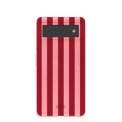 Bubblegum Pink Cherry Stripes Google Pixel 6 Case