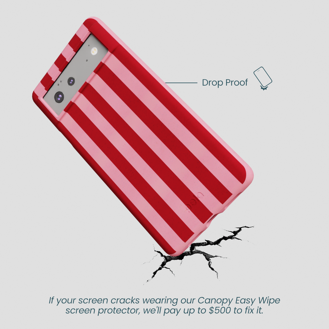 Bubblegum Pink Cherry Stripes Google Pixel 6 Case