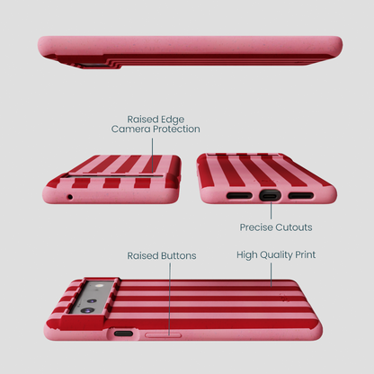 Bubblegum Pink Cherry Stripes Google Pixel 6 Case