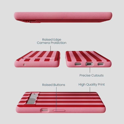 Bubblegum Pink Cherry Stripes Google Pixel 7a Case