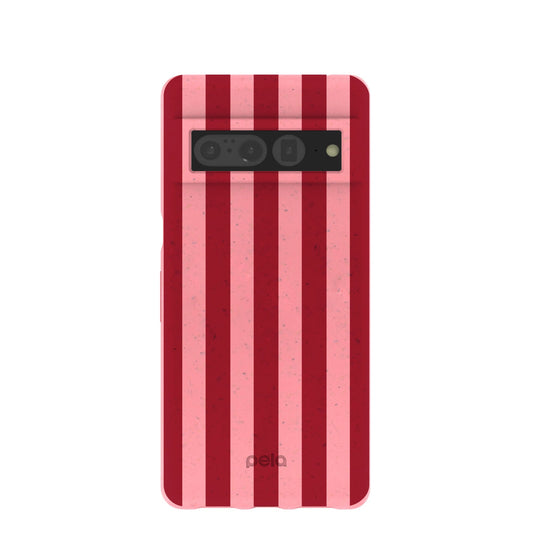 Bubblegum Pink Cherry Stripes Google Pixel 7 Pro Case