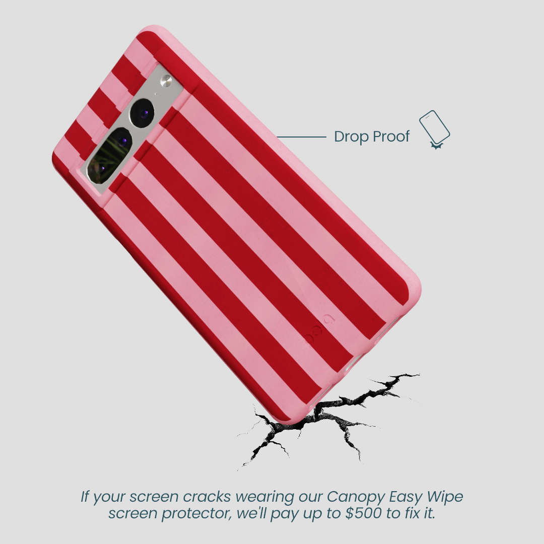 Bubblegum Pink Cherry Stripes Google Pixel 7 Pro Case