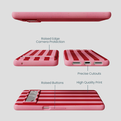 Bubblegum Pink Cherry Stripes Google Pixel 7 Pro Case