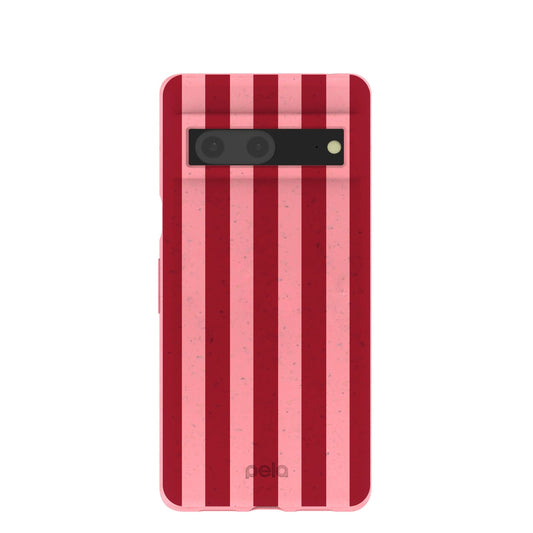 Bubblegum Pink Cherry Stripes Google Pixel 7 Case