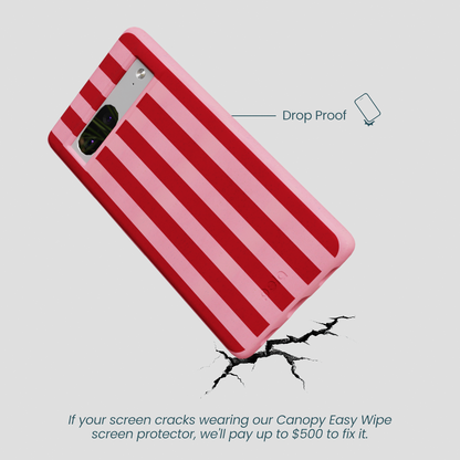 Bubblegum Pink Cherry Stripes Google Pixel 7 Case