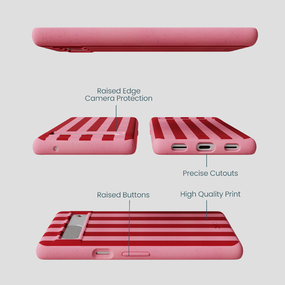 Bubblegum Pink Cherry Stripes Google Pixel 7 Case