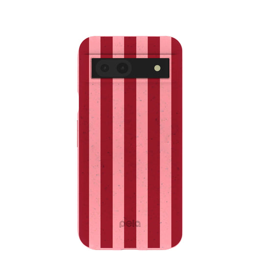 Bubblegum Pink Cherry Stripes Google Pixel 8a Case