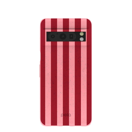 Bubblegum Pink Cherry Stripes Google Pixel 8 Pro Case