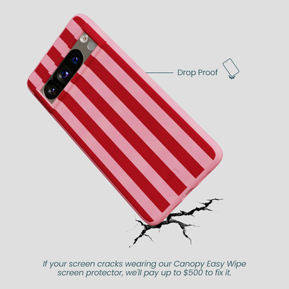 Bubblegum Pink Cherry Stripes Google Pixel 8 Pro Case