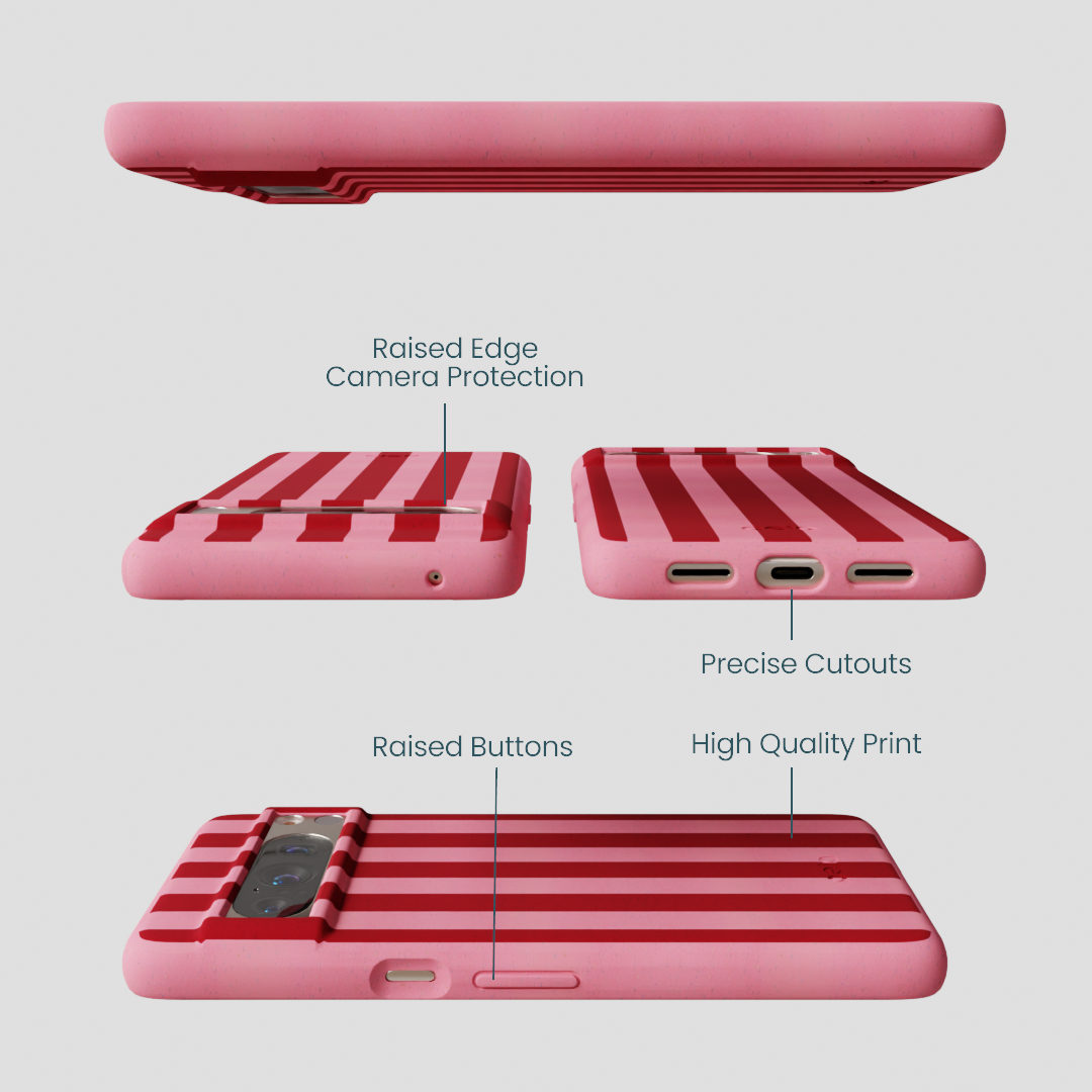 Bubblegum Pink Cherry Stripes Google Pixel 8 Pro Case