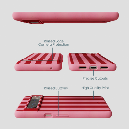 Bubblegum Pink Cherry Stripes Google Pixel 8 Pro Case