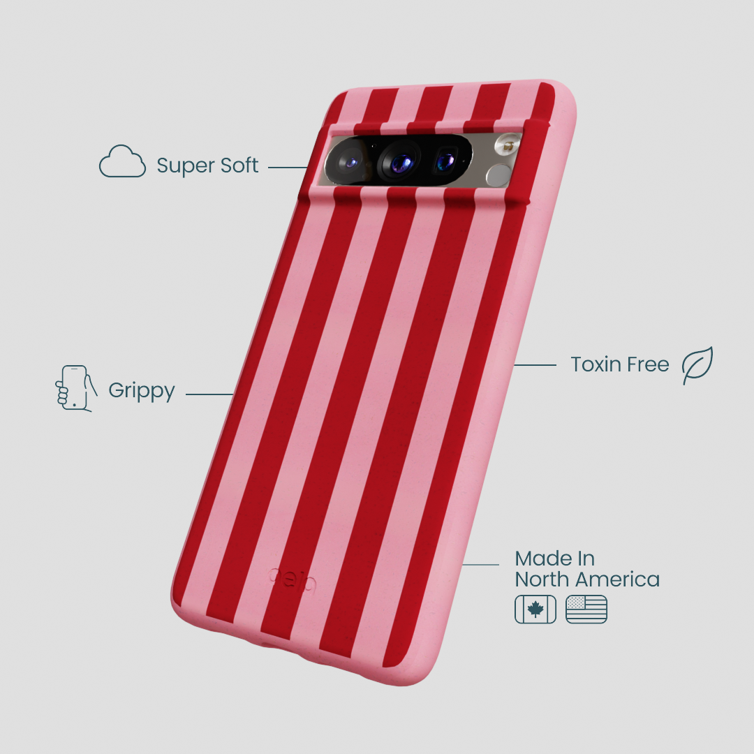 Bubblegum Pink Cherry Stripes Google Pixel 8 Pro Case