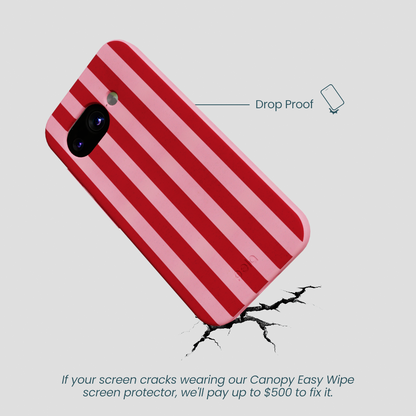 Bubblegum Pink Cherry Stripes Google Pixel 9a Case