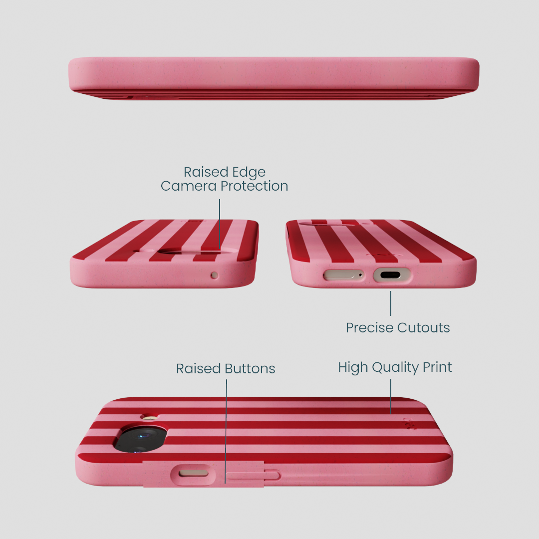 Bubblegum Pink Cherry Stripes Google Pixel 9a Case