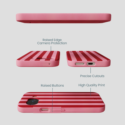 Bubblegum Pink Cherry Stripes Google Pixel 9a Case