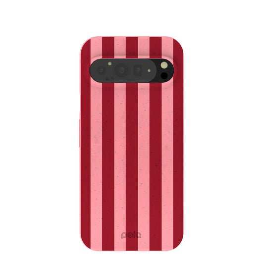 Bubblegum Pink Cherry Stripes Google Pixel 9 Pro XL Case
