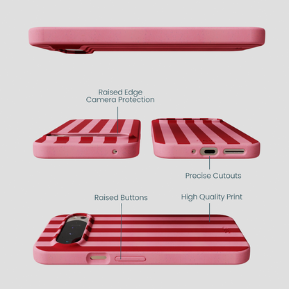 Bubblegum Pink Cherry Stripes Google Pixel 9 Pro XL Case