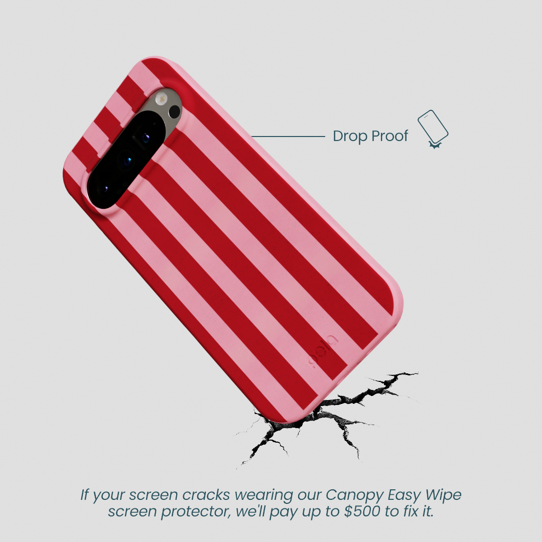 Bubblegum Pink Cherry Stripes Google Pixel 9/9 Pro Case