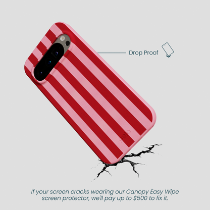 Bubblegum Pink Cherry Stripes Google Pixel 9/9 Pro Case