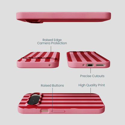 Bubblegum Pink Cherry Stripes Google Pixel 9/9 Pro Case