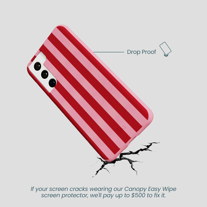 Bubblegum Pink Cherry Stripes Samsung Galaxy S21 Case