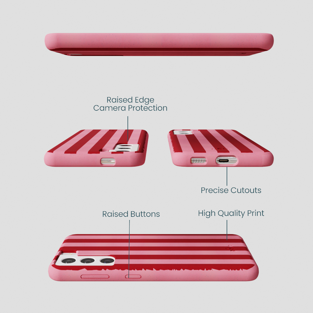 Bubblegum Pink Cherry Stripes Samsung Galaxy S21 Case